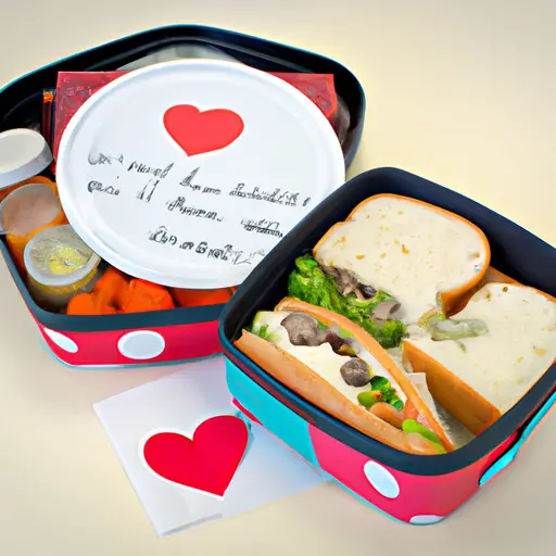 An image of a vibrant, polka-dotted lunchbox filled with mouthwatering gourmet sandwiches, salads, and desserts