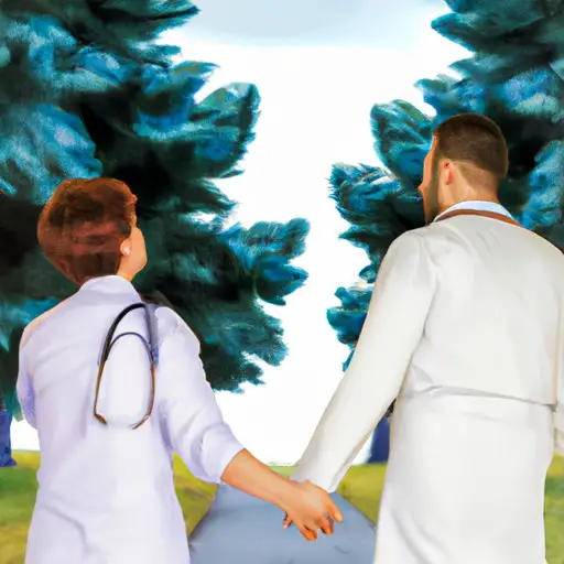 An image featuring a joyful couple, hand in hand, strolling through a serene park