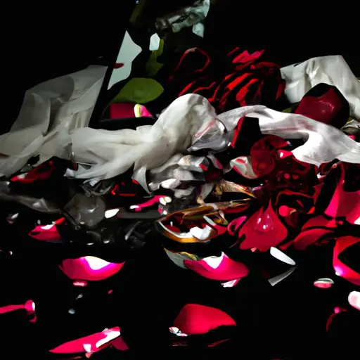 An image portraying a shattered mirror reflecting a broken wedding ring, surrounded by scattered rose petals and tear stains on crumpled love letters, capturing the raw emotions of shock and betrayal amidst a backdrop of darkness