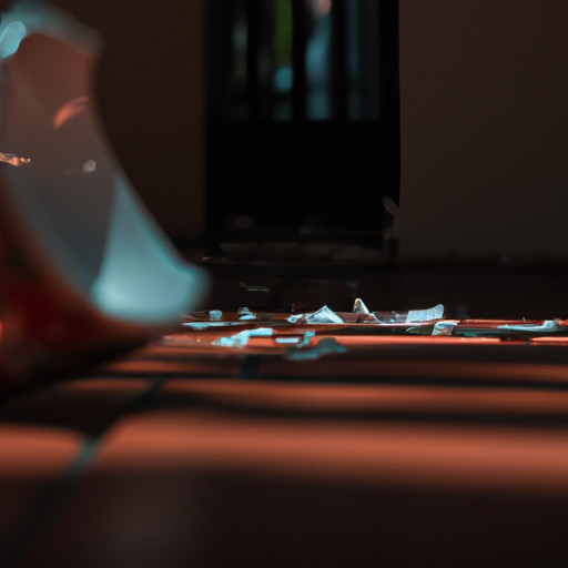 N vase lies shattered on the floor, its delicate petals scattered in disarray