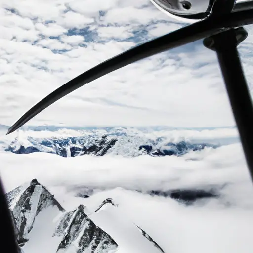  an image capturing the thrill of a commercial pilot soaring above majestic mountain peaks, showcasing the exhilaration and freedom of the career, while subtly hinting at the challenges and sacrifices that come along