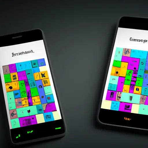 An image of two smartphones side by side, displaying a playful game interface with colorful graphics