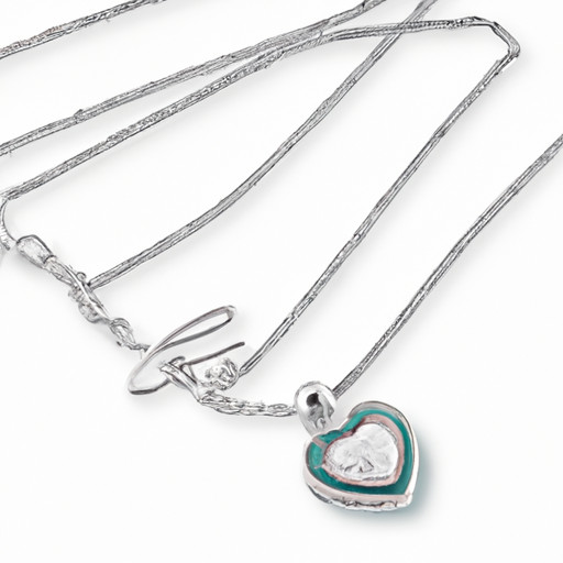 An image showcasing a beautifully handcrafted heart-shaped necklace, delicately intertwined with dainty silver chains, adorned with their initials