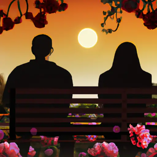 An image showcasing two people sitting on a park bench, one lost in thought while the other gazes longingly into the distance