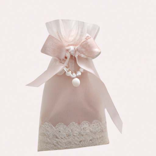 An image showcasing a beautifully designed, pastel-colored small gift bag with delicate lace detailing