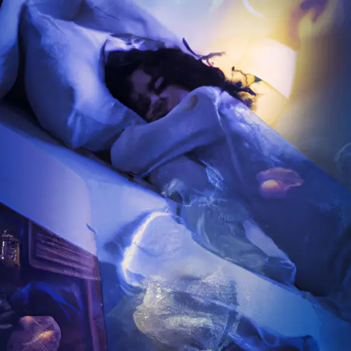 An image depicting a person lying peacefully in bed, surrounded by ethereal, floating symbols of nostalgia and unresolved emotions