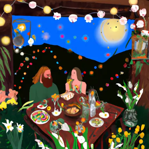 An image capturing the essence of a cozy candlelit dinner for two under a starry sky