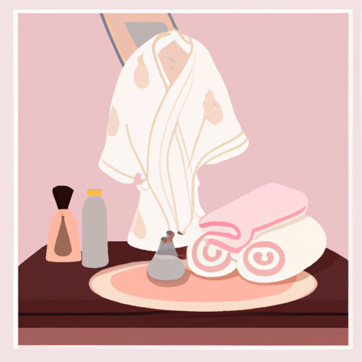 An image showcasing a Taurus woman's turn-ons related to personal hygiene: a beautifully arranged vanity table with neatly organized skincare products, an elegant perfume bottle, a soft towel, and a plush bathrobe