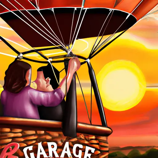 An image showcasing a couple laughing and bonding while enjoying an exhilarating hot air balloon ride at sunset, capturing the essence of a memorable experience-based gift for a two-year dating anniversary