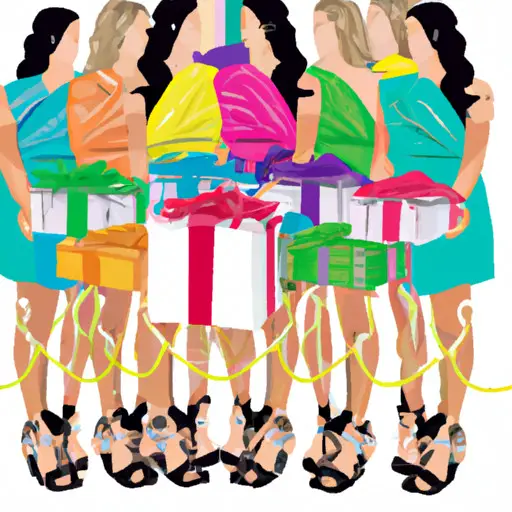 An image showcasing a group of bridesmaids-to-be, each holding a personalized gift box