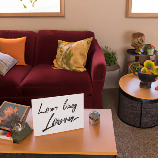 An image showcasing a warm, cozy living room adorned with vibrant plants, where a couple embraces on a comfortable couch, surrounded by framed photos of cherished moments and a handwritten love letter on a coffee table