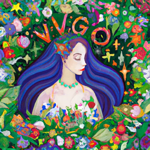 An image of a serene Virgo surrounded by a blooming garden, meticulously tending to each plant's needs, symbolizing the Virgo Hierarchy of Needs