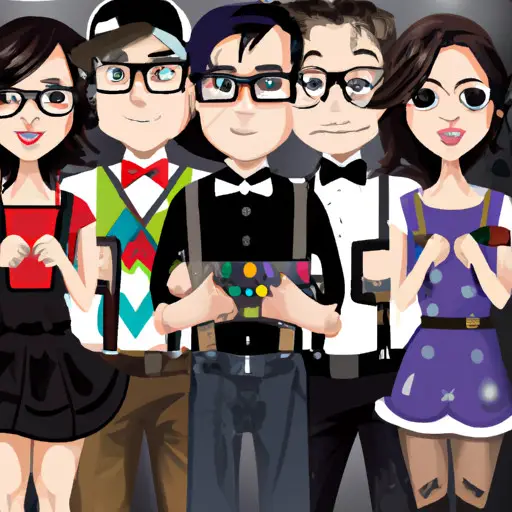 An image showcasing a diverse group of fashion-forward nerds, each flaunting their unique style