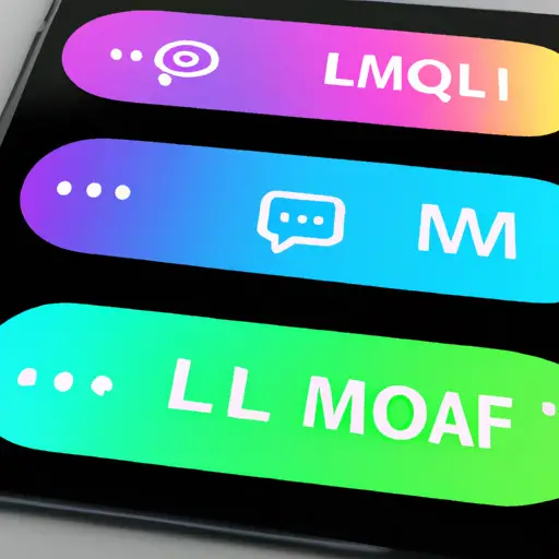 An image depicting a smartphone screen with various chat bubbles containing abbreviations like "LOL" and "OMG