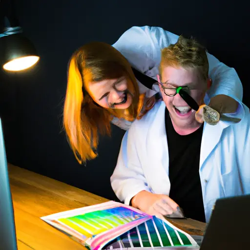 An image featuring two people passionately engrossed in a shared activity, their eyes shining with excitement, their faces beaming with joy, and their body language radiating an undeniable bond of geekiness and love