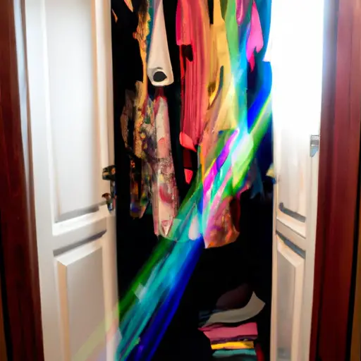 An image showcasing a vibrant, open closet overflowing with colorful clothes, symbolizing the freedom of embracing authenticity