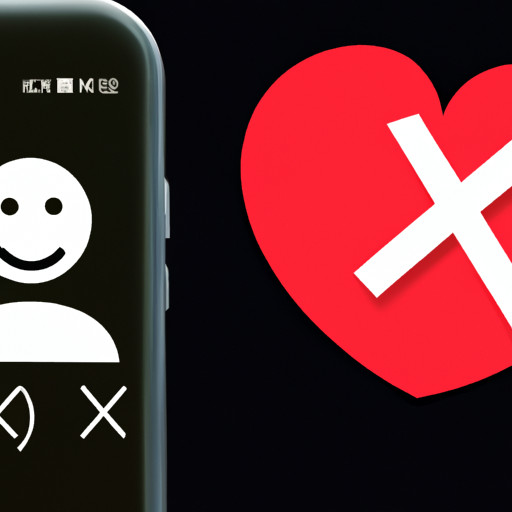 An image featuring a silhouette of a smartphone with a red "X" superimposed on a heart-shaped icon, symbolizing rejection