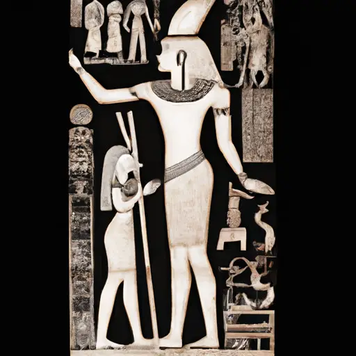 An image showcasing ancient Egyptian hieroglyphics, depicting pharaohs being worshiped by their subjects, symbolizing the origins of the God Complex