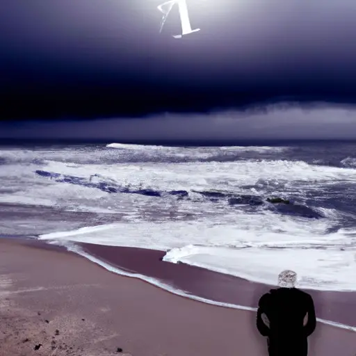 An image capturing a solitary figure on a stormy beach, symbolizing the emotional turmoil of being deleted on social media