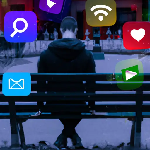 the essence of heartbreak and isolation in an image of a solitary figure sitting on a bench, surrounded by vibrant social media icons fading away, symbolizing the painful moment when your ex deletes you from their digital world