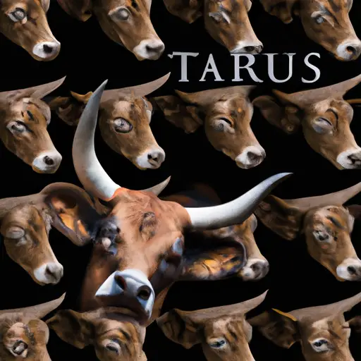 An image showcasing a Taurus surrounded by a crowded room of individuals, but only their eyes meet the Taurus's gaze