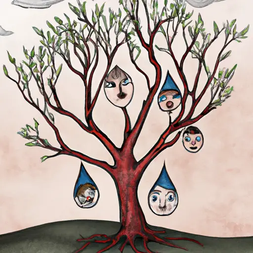 An image that captures the complex emotions behind a mother's love and resentment, depicting a teardrop-shaped family tree with vibrant branches representing siblings, while a withered branch symbolizes the narrator's disconnected relationship with their mother