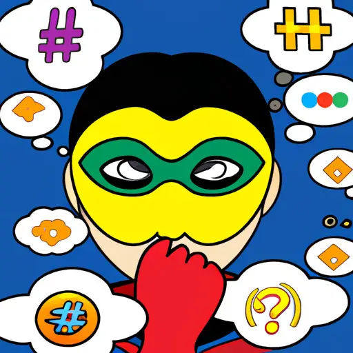An image depicting a thinking emoji wearing a superhero cape and mask, surrounded by colorful thought bubbles filled with quirky symbols, representing the creative and imaginative uses of the thinking emoji