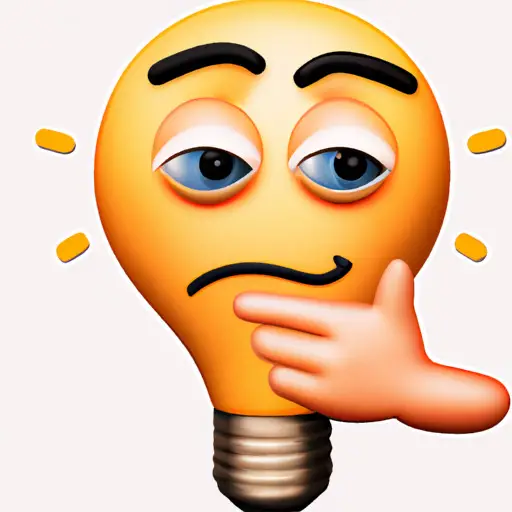 An image depicting a thinking emoji with a comically exaggerated facial expression, showcasing a puzzled expression, furrowed brow, and a lightbulb hovering above its head