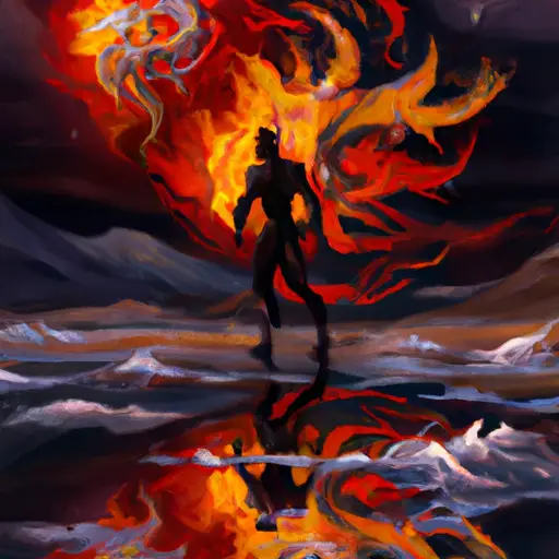 King image depicting a passionate Scorpio man standing amidst a tempestuous landscape