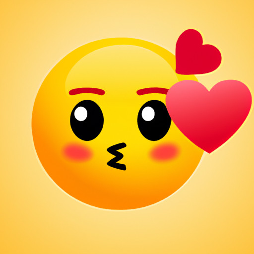 An image featuring a heart-shaped emoji blowing a kiss towards a smiling face emoji with blushing cheeks