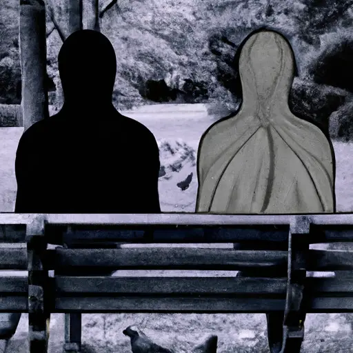 An image depicting a couple sitting on a park bench, their backs slightly turned towards each other, while a mysterious figure lurks in the background, symbolizing the presence of a side chick in a relationship