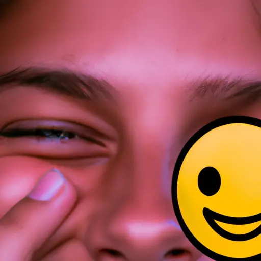 An image depicting a close-up of a person's face, with one eye closed and a sly smile, capturing the mischievous and playful essence of the winking emoji