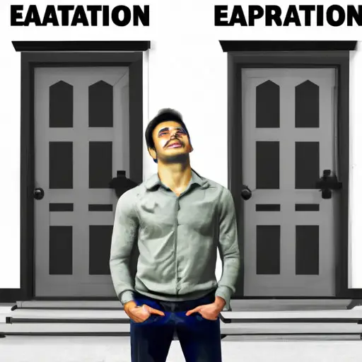 An image capturing a man standing in front of two distinct doors - one labeled "Emotional Satisfaction" and the other "Variety