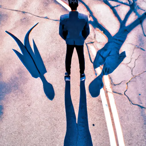 An image that captures the essence of a man torn between two worlds, showcasing a solitary figure standing at a crossroads, casting a long shadow on the pavement, symbolizing the complex allure of having a side chick
