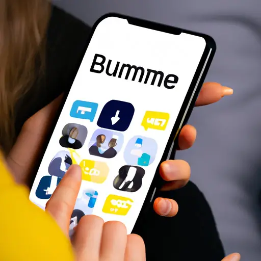 An image showing a person holding a smartphone, with the Bumble app open on the screen