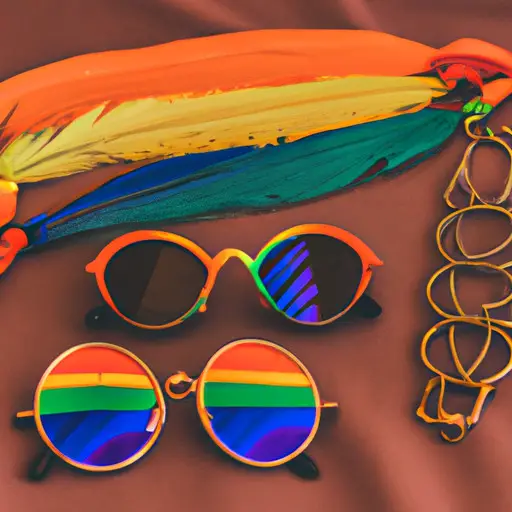 An image showcasing vibrant and eye-catching accessories for lesbian pride outfits