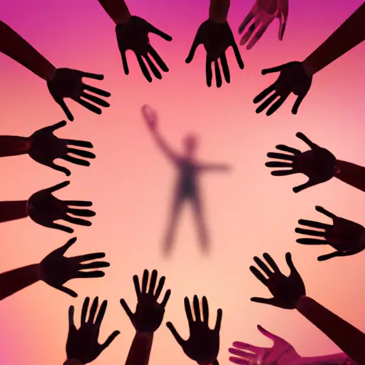 An image capturing the essence of connection on Instagram: a diverse group of people, represented by silhouettes, reaching out towards each other's hands, symbolizing the potential for genuine connections amidst the influx of random followers