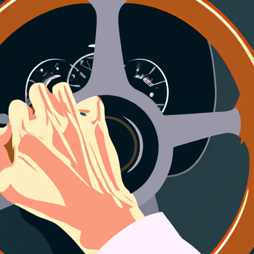 An image that depicts a person tightly gripping a steering wheel, their knuckles turning white, while a clock ticks ominously in the background, symbolizing the need for control