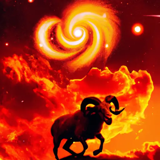 An image showcasing a vibrant sky filled with fiery red and orange hues, depicting the passionate and impulsive nature of Aries Venus