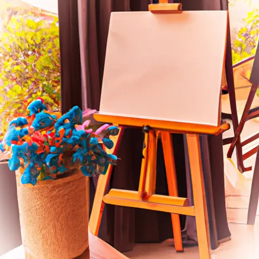 An image showcasing a serene setting with a cozy corner adorned with a wooden easel, vibrant paintbrushes, and an assortment of richly colored canvases, inviting readers to explore the therapeutic benefits of painting and drawing