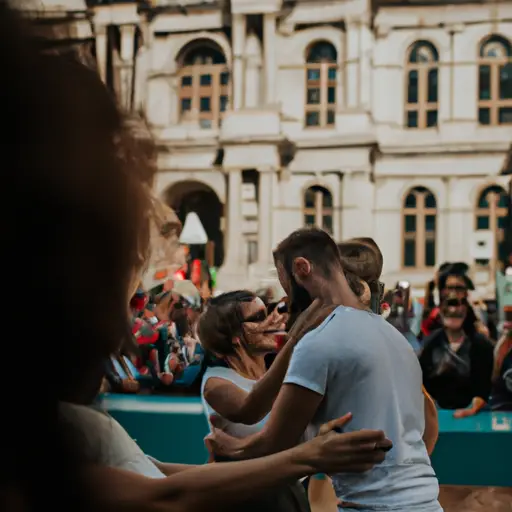 An image capturing the magic of a flash mob marriage proposal