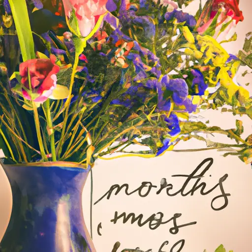 An image featuring a vibrant bouquet of colorful flowers, carefully arranged in a vintage vase, surrounded by delicate handwritten notes expressing heartfelt gratitude and appreciation for moms