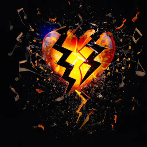 An image portraying resilience and strength by showcasing a shattered heart made of vibrant, glowing energy, emerging from darkness