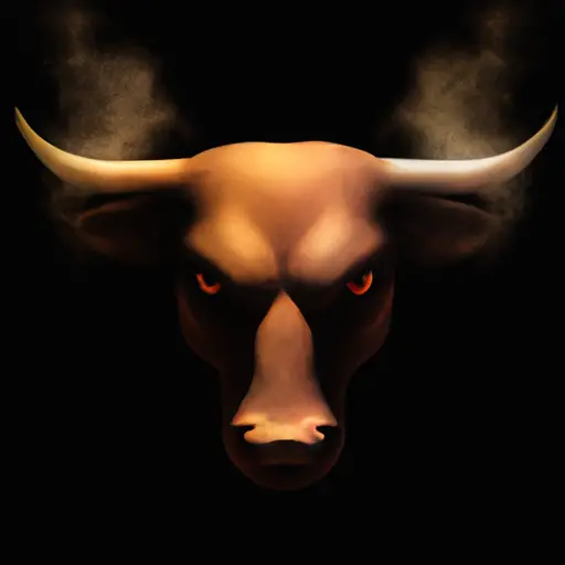 An image featuring a determined Taurus, depicted as a majestic bull with unwavering eyes, firmly planted hooves, and a stoic expression, embodying the resolute nature of this zodiac sign