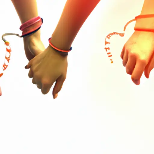 An image showcasing two people holding hands, one hand wearing a friendship bracelet and the other a romantic bracelet