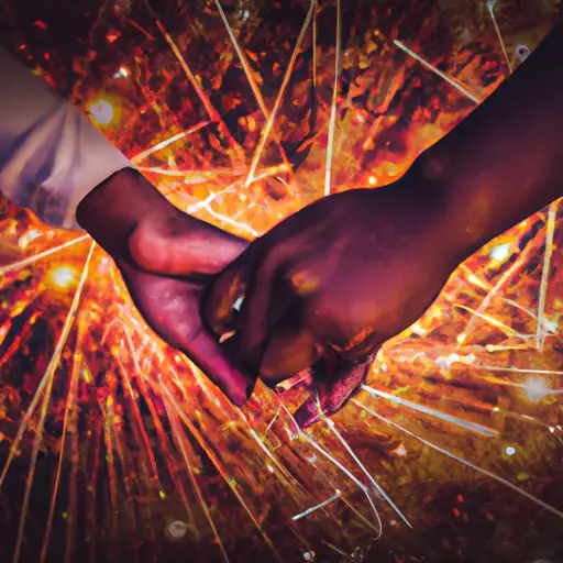 An image showcasing a couple holding hands, their fingers intertwined, as a trail of glowing sparkles weaves around them, symbolizing the rekindling of love and connection