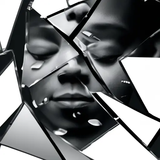 An image showcasing a shattered mirror reflecting a defeated person with slumped shoulders and a downcast expression