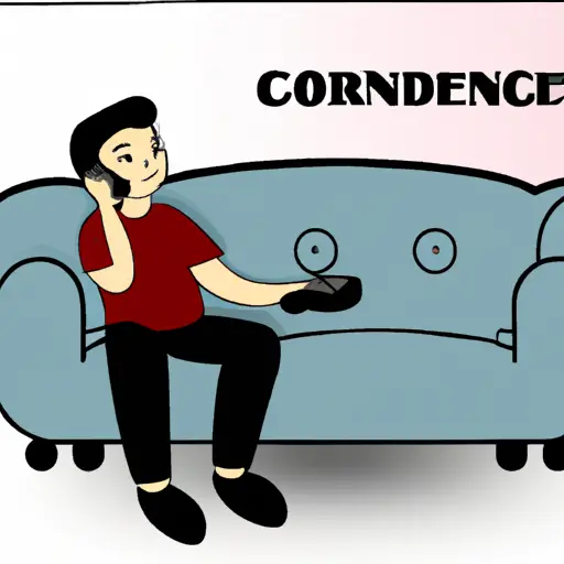 An image featuring a person sitting comfortably on a couch, engrossed in their phone while a ringing landline is left unanswered beside them