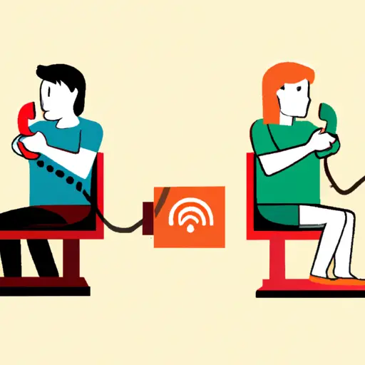 An image depicting two people sitting side by side, one engrossed in texting on their phone while the other holds a landline phone, symbolizing differing communication preferences