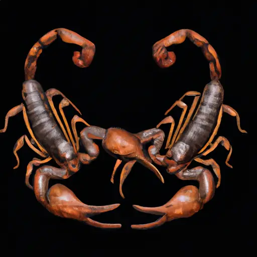 An image showcasing a pair of intertwined scorpions, one with a betrayed expression, the other with a sly and deceitful demeanor